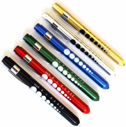 Set of 6 Color Professional Medical Diagnostic Penlights with Pupil Gauge