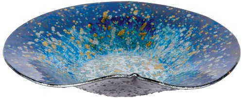 Angelstar 19041 Handmade and Hand-Painted Glass Blue Ocean Round Plate, 12-Inch