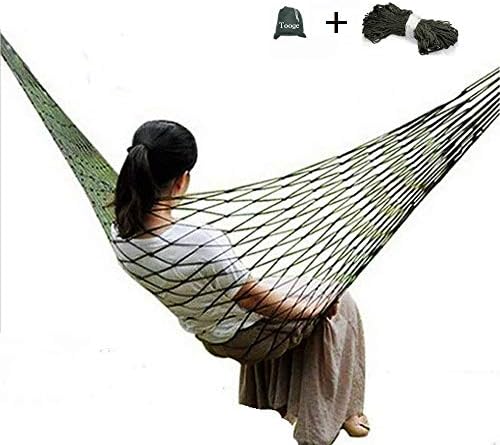 Tooge Travel Camping Hammock - Comfortable Hanging Nylon Mesh Rope Hammock Sleeping Hanging Bed for Hiking Camping Outdoor Travel Sports Beach Yard