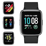 GRDE Smart Watch, Fitness Tracker Watch Activity Tracker Full Touch Screen Smartwatch 5ATM Waterproof with Heart Rate, Sleep Monitor, Step Counter Compatible with iPhone Sumsung for Man and Woman