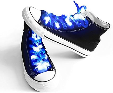ApexPower LED Nylon Shoelaces Lights Up 3 Modes Battery Lights Shoestrings for Christmas Party Dancing Hip Pop Running Decorations(Blue-1 Pair)