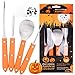 4 Piece Pumpkin Carving Tools Kit, Stainless Steel .Professional Quality, Free 10 Carving Patterns/Stencils for Halloween Jack-O-Lanterns, Thanksgiving