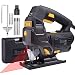 Jigsaw, TECCPO 6.5 Amp 3000SPM Jig Saw with Laser Guide, 6pcs Blades, Carrying Case, 78.74 Inches Cord Length, Scale Ruler, Pure Copper Motor, Variable Speed Dial (1-6) - TAJS01P primary