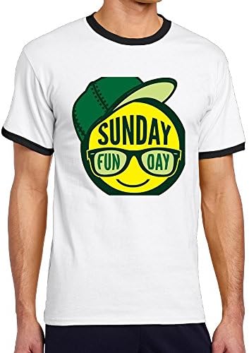 Xianliuli Sunday Funday1 Men's Fashion Casual Contrast Color T-shirt XL Black