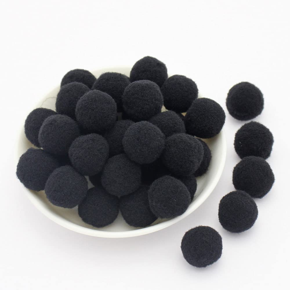 15 mm Approx. 144 Pieces Colourful Mini Pompoms for Crafts Felt Balls Colourful Pom Pom Poms Fluffy Plush Balls for Decorating Sewing DIY Creative Crafts Black
