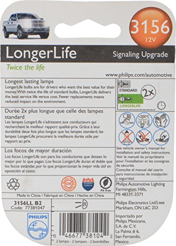Philips 3156 LongerLife Miniature Bulb, 2 Pack