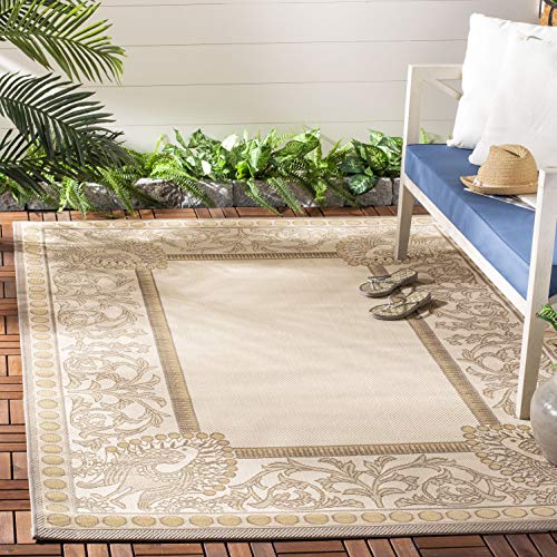 SAFAVIEH Courtyard Collection 2'7" x 5' Beige / Dark Beige CY7514 Indoor/ Outdo…