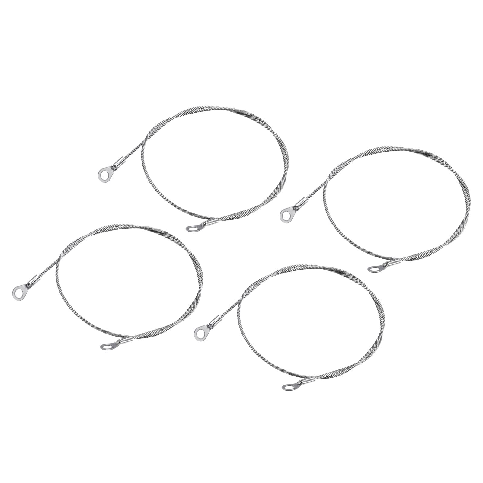 M METERXITY 2mmx50cm Lanyard Security Cable Ropes 4pcs, Apply to Outdoors (304 Stainless Steel, Silver)
