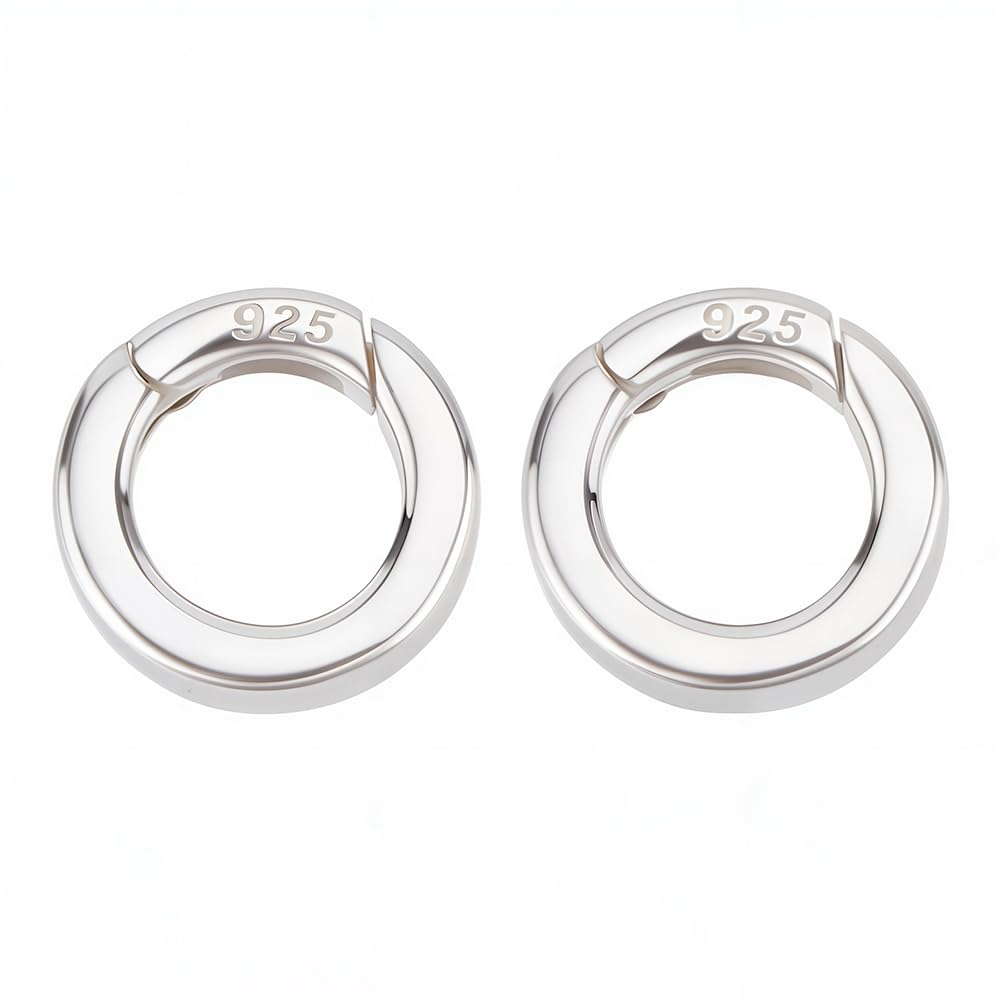 SUNNYCLUE 1 Box 925 Sterling Silver Necklace Ring Clip Spring Gate Rings Spring O Ring Clasps Bracelet Necklace Shortener Clasp Carabiner Snap O Rings for Jewellery Making Clasps DIY Craft Supplies