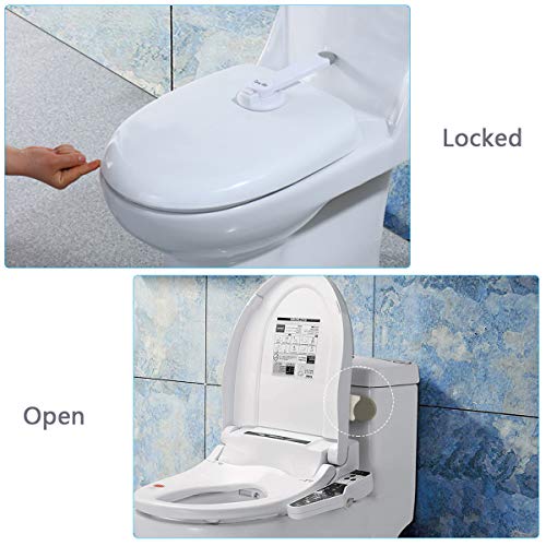 Baby Safety Toilet Lock, 3M Adhesive Swing Shut Toilet Seat Bowl Lock for Bathroom Baby Toddler Pet Proofing with 1PC Child Safety Cabinet Lock - Thumbnail 3