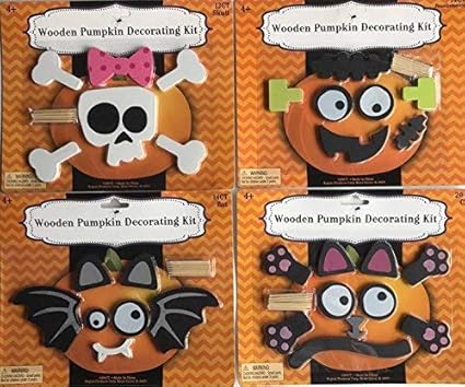 Amazon Com Halloween Push In No Carve Wooden Pumpkin Decorating