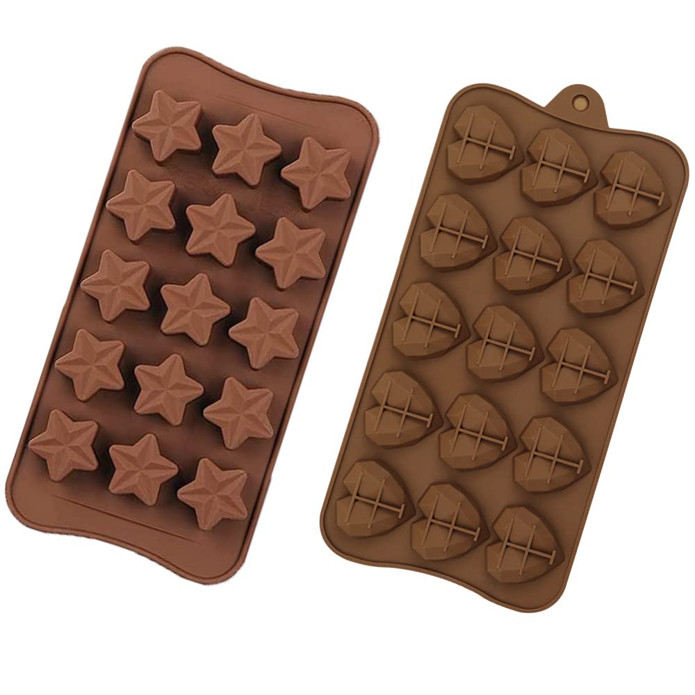 XUELIYUN 2-Piece Set Star Heart Silicone Chocolate Mould Silicone Chocolate Mould Chocolate Candy Mold Silicone Used for Making Cake Decorations or Forming Candy