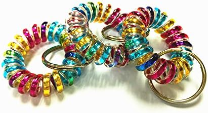 Pack of 10 Multifunction Sport Fitness Plastic Spring Spiral Coil Key Ring Keychain Wristband Stretch Elastic Telephone Wire Cord (Color 1)