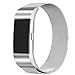 bayite Milanese Loop Bands Compatible Fitbit Charge 2, Stainless Steel Magnet Lock Metal, Silver Small