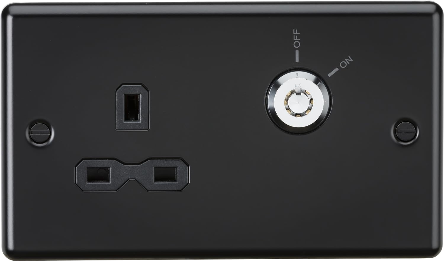 Knightsbridge 13A DP Lockable Socket - Matt Black — image 1