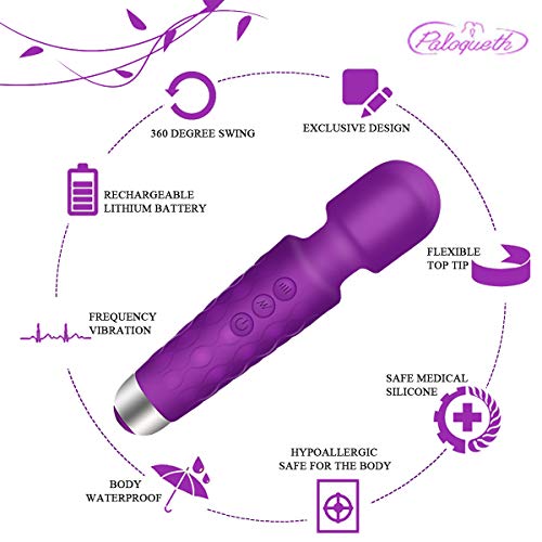 PALOQUETH Wand Vibrator With 20 Powerful Vibration Modes for Intense Frequent Orgasms