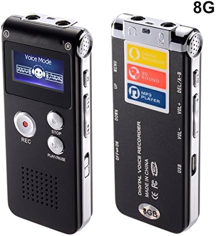 Digital Audio voice recorder, VicTal 8GB 650HR Dictaphone Mp3 Music Player with Built-In Speaker and Dual Microphone(Black)