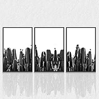3 Piece Framed Canvas Wall Art Black and White Landscape Canvas Prints Home Artwork Decoration for Living Room,Bedroom - 16