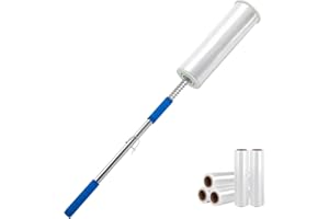 BULLRO Heavy Duty Stretch Film Dispenser Pole Holder, 48 Inch Extra Long Handle for Pallet Wrapping, Fits 12" to 24" Rolls with 2" to 3" Core, Industrial Grade Stretch Wrap Dispenser (Membrane Not Included)