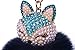 Boseen Genuine Rabbit Fur Ball Pom Pom Keychain with A fashion Alloy Fox Head Studded with Synthetic Diamonds(Rhinestone) (Navy Blue)