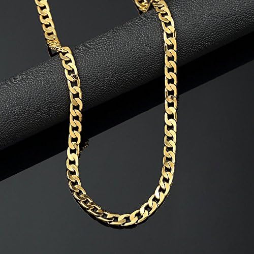.Mens 18K Yellow Gold Plated 24in Cuban Chain Necklace 4.7 MM NN.