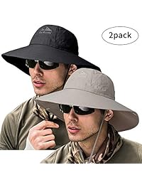 Zooron   Gorro de pesca para hombre, impermeable, con ala ancha y protección UV, color negro