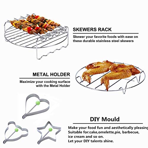 ACECAR 7inch 15Pcs Air Fryer Accessories with Recipe Cookbook for Growise Phillips Cozyna Fits All 3.5QT - 5.8QT Air Fryer, 7in Deep Fryer Accessories 13 Set - Thumbnail 2