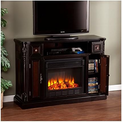 Elegant Glass Media Console Stand Electric Fireplace
