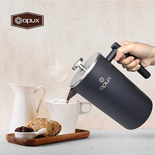 OPUX Premium Stainless Steel French Press, Double Wall Coffee Maker