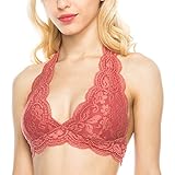 KLKD Women's Lace Halter Bralette (Plus Size Available)