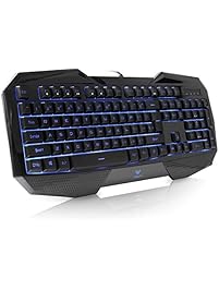 AULA SI-859 Backlit Gaming Keyboard with Adjustable Backlight Purple Red Blue USB Wired Illuminated Computer Keyboard