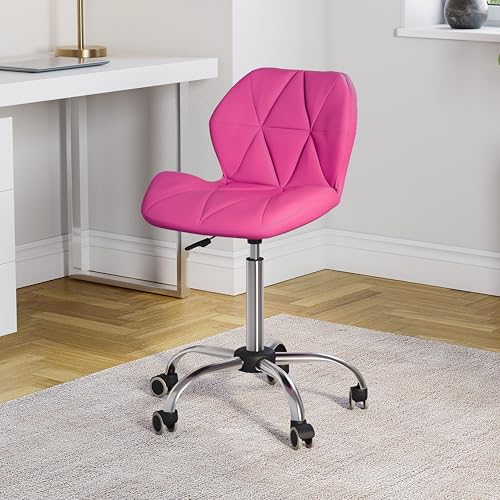 Vida Designs Geo Office Computer Chair, Pink, Gaming Secretary Adjustable Swivel Legs Lift Chrome Pu Faux-Leather (UKFR Certified)