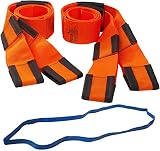 Forearm Forklift Lifting and Moving Straps for Furniture, Appliances, Mattresses or Heavy Objects up to 800 Pounds 2-Person, Includes Mover's Rubber Band, Orange, Model L74995CNFRB