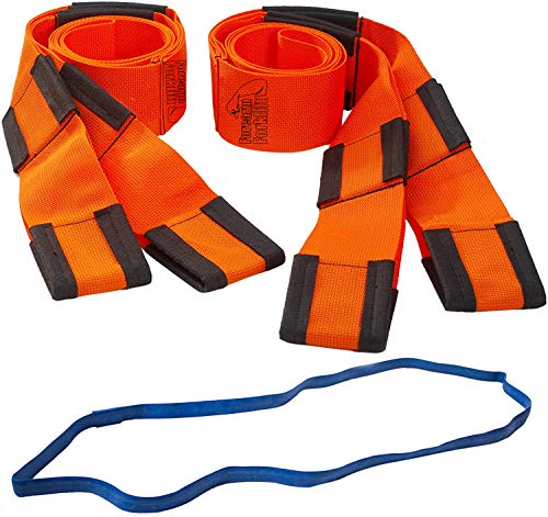 Forearm Forklift Lifting and Moving Straps for Furniture, Appliances, Mattresses or Heavy Objects up to 800 Pounds 2-Person, Includes Mover's Rubber Band, Orange, Model L74995CNFRB