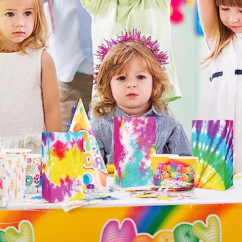 TOXOY 58PCS Tie Dye Gift Bags, Tie Dye Party Favor Bags Camouflage Treat Bags Colorful Goody Bags for Tie Dye Party Kids Birthday Party