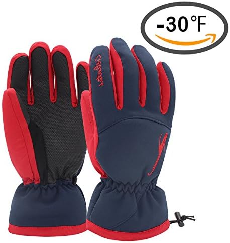 Ski Gloves Men's Women's Windproof Waterproof Winter Thermal Warm Snow Snowboarding Snowmobile Gloves (Navy Blue, XL)