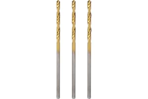 HARFINGTON 3pcs Brad Point Drill Bit 1.5mm(1/16") Dia Straight Round Shank Drill Metric Brad Point Spiral Twist Drill Bits for Carpenter Woodworking Plastic Rubber, Golden