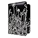 WALNEW Passport Holder Cover RFID Blocking Case Travelling Passport Cards Carrier Wallet Case (Black Flowers)