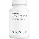 Supersmart H. Pylori Advanced Formula (6-in-1 Complete Action) - with Mastic Gum, Probiotics & Prebiotic - Patented Pylopass Lactobacillus Reuteri DSM 17648 | 60 Vegetarian Capsules - Made in USA