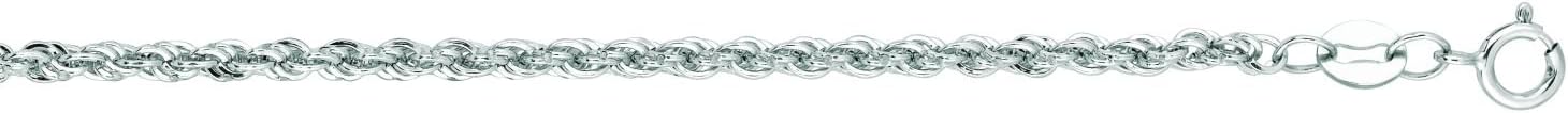 14K White Gold 2.0mm wide Diamond Cut Lite Rope Chain with Lobster Clasp