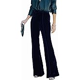 Kotiera Women Velvet High Waisted Comfy Soft Stretch 70s Yoga Loungewear Bell Bottom Flare Pants Navy M