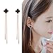 Fashion Long Tassel Lucky Clover Linear Stud Dangle Drop Earrings For Women