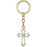 DONWOIE Cross Keychain – Rhinestone Crystal Keychains for Women, Faith Inspired Christian Gift, Spiritual Bag Charm with Sparkly Diamante Accents