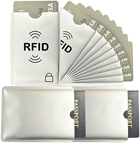 Bofit Anti-Theft RFID NFC Blocking ID Credit Card Passport Holder Secure Protector Sleeves Shields (10 Credit Card & 2 Passport Protectors) Durable TearProof WaterProof