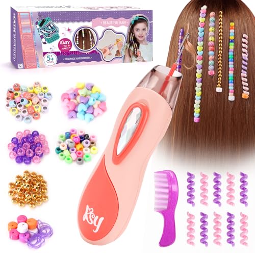 Flnlano Girls Gift 5 6 7 8 Years Children: Hair Accessories Toys for Girls 7-12 Years Braided Hair Beads Birthday Gifts for Children 8 9 10 Years Fun Braiding Machine