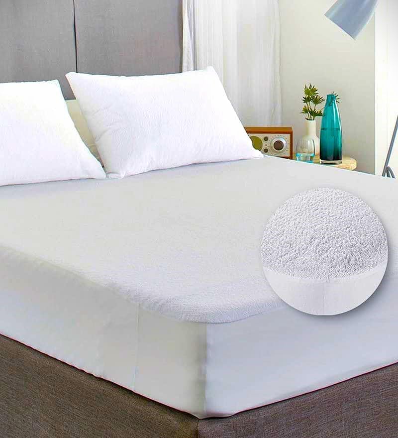 Oxford Homeware Waterproof Mattress Protector - 30cm Extra Deep Fitted Skirt - Mattress Protector Double Bed - Super Absorbent - Machine Washable - Terry Towel Mattress Cover (135x190cm)