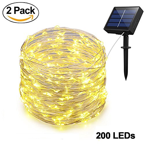 Adecorty Solar Powered String Lights, Outdoor String Lights 2 Pack 200 LED 66ft 8 Modes Starry String Lights Indoor/Outdoor Waterproof Solar Decoration Lights for Garden Home Party Bedroom Decor