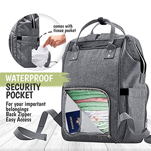 Diaper Bag Backpack - Large Waterproof Travel Baby Bags (Classic Gray) Diaper Bag Backpack - Large Waterproof Travel Baby Bags (Classic Gray)
