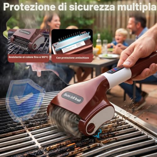 Wireless Electric Barbecue Brush, 2 Speeds Electric Cleaning Brush with LED Screen Replacement Brushes, Stainless Steel, Rechargeable Electric Barbecue Cleaner with Grill Light