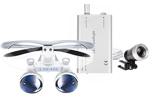 EAST DENTAL Dental Medical Binocular Loupes 3.5X 420mm Optical Glass Loupe + LED Head Light